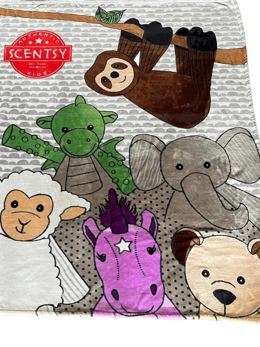 Scentsy Kids Blanket in Purple, Pink, Gray, Tan